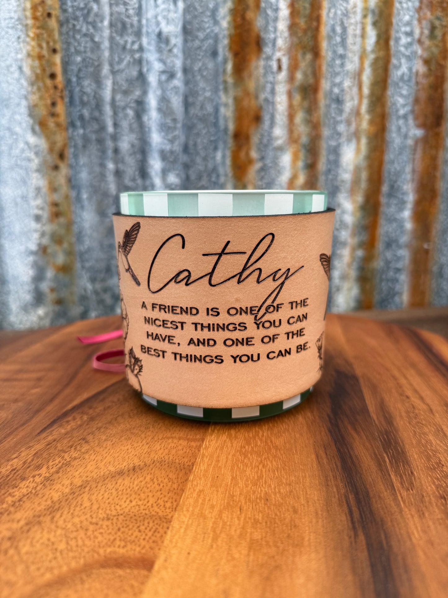 Custom Leather & Cowhide Candle Wrap