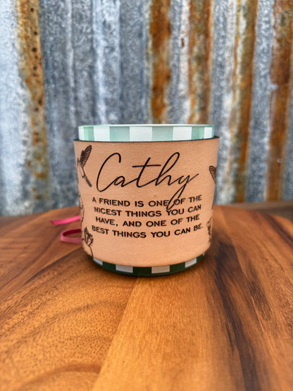Custom Leather & Cowhide Candle Wrap